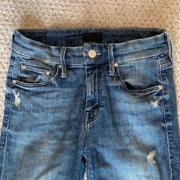 MOTHER Dark Wash Ripped Jeans - Picture 5 of 8